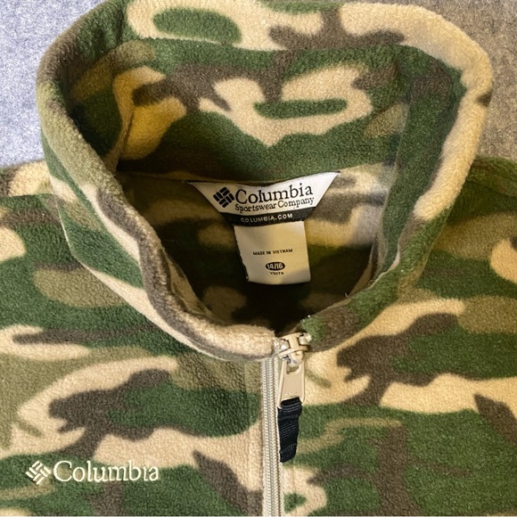Columbia Kids Boys Green and Tan Camouflage Fleece Jacket, Size 14/16 - Picture 3 of 9